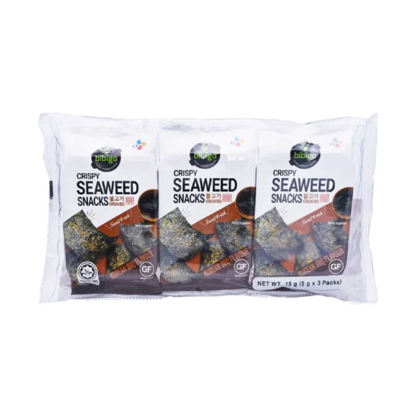 BIBIGO CRISPY SEAWEED SNACKS BBQ 3S 15GM
