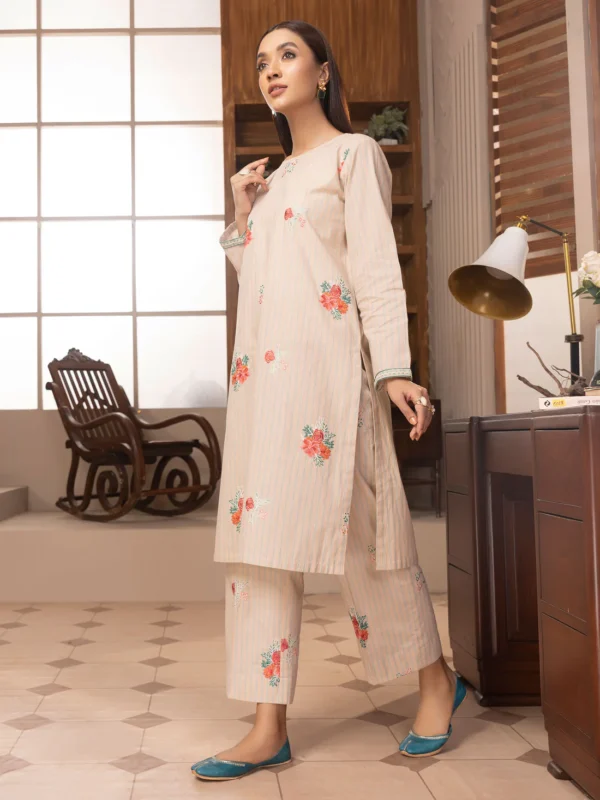 2 Piece Yarn Dyed Suit-Embroidered (Unstitched) - Image 2
